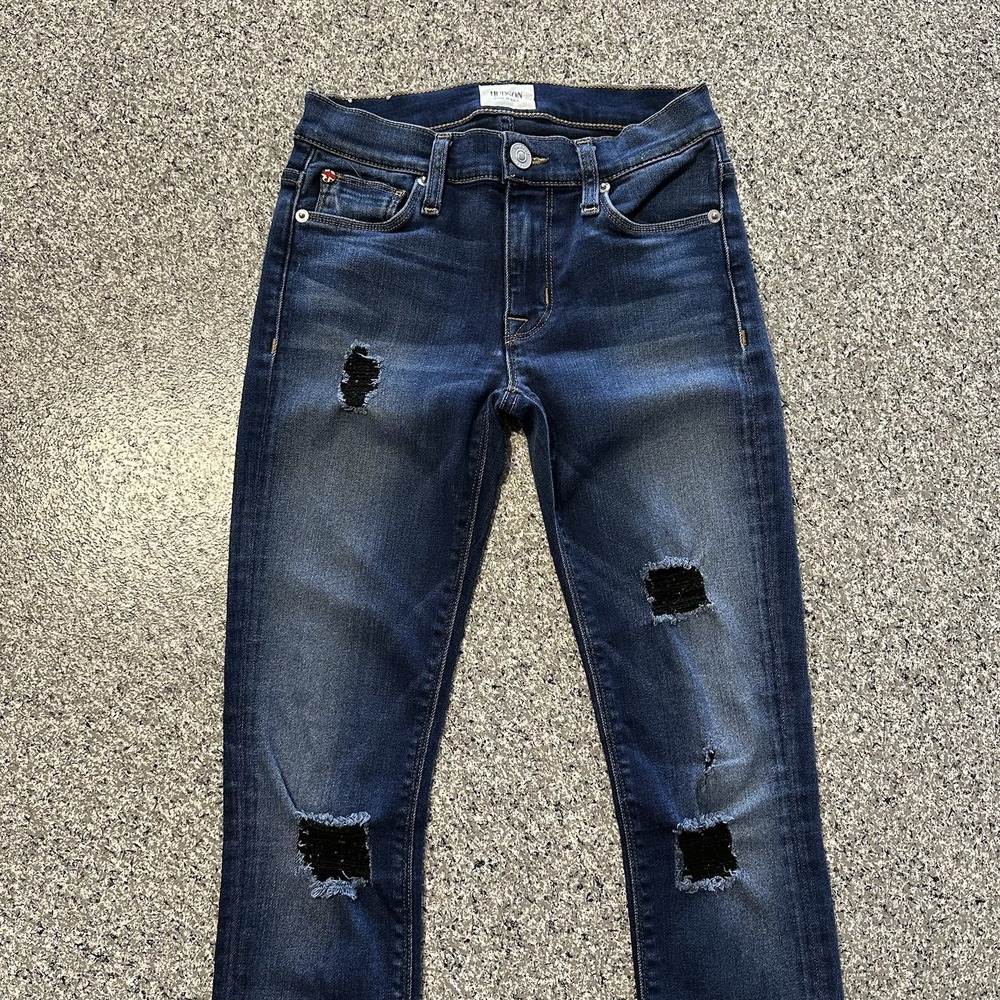 Hudson Jeans Womens 24x28 Nico Super Skinny Mid Rise Dark Wash Denim Distressed - Picture 2 of 10